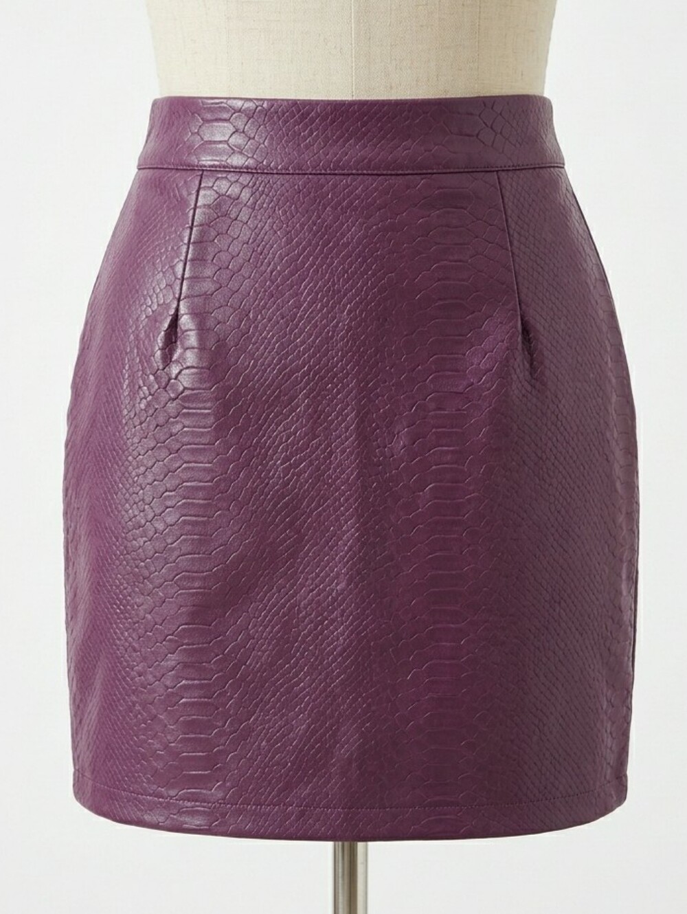SHINESTAR Plum Faux Leather Snakeskin Mini Skirt Medium